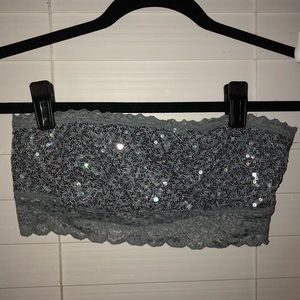 PINK Victoria’s Secret grey sequin bandeau